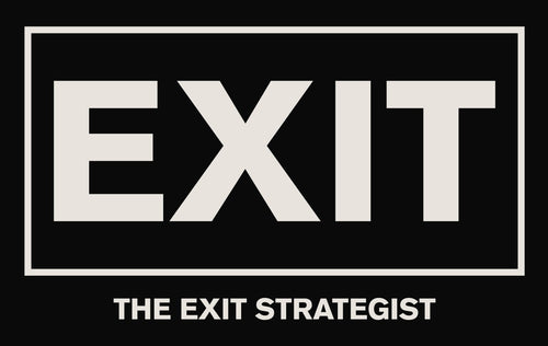 Logo of 'The Exit Strategist' with 'EXIT' in white on a black background