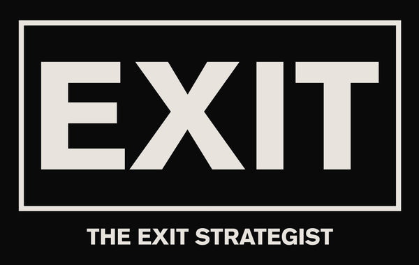 Logo of 'The Exit Strategist' with 'EXIT' in white on a black background